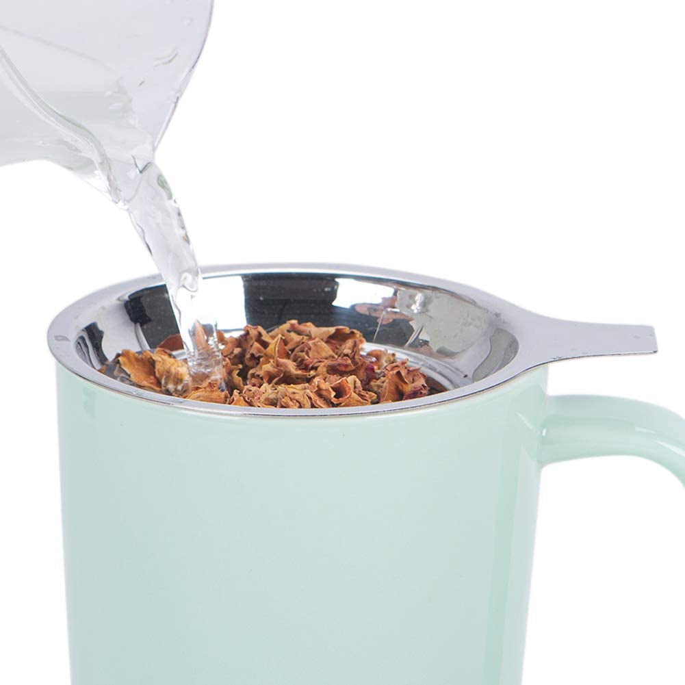 Ceramic Tea Cup with Infuser and Lid, Tea Infuser Cup for Loose Tea, 15 OZ Turquoise Tea Mug for Steeping