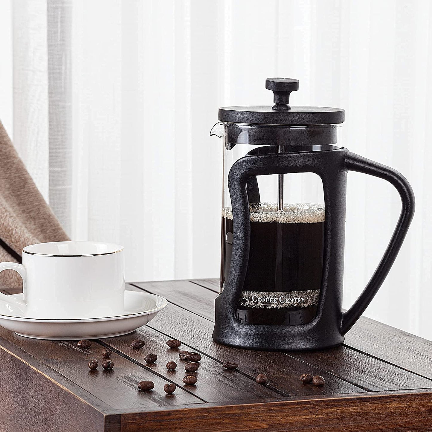 Premium French Press Coffee Maker Small W/ 2 Extra Filters and Scoop (20 Fl. Ounce) (Black)