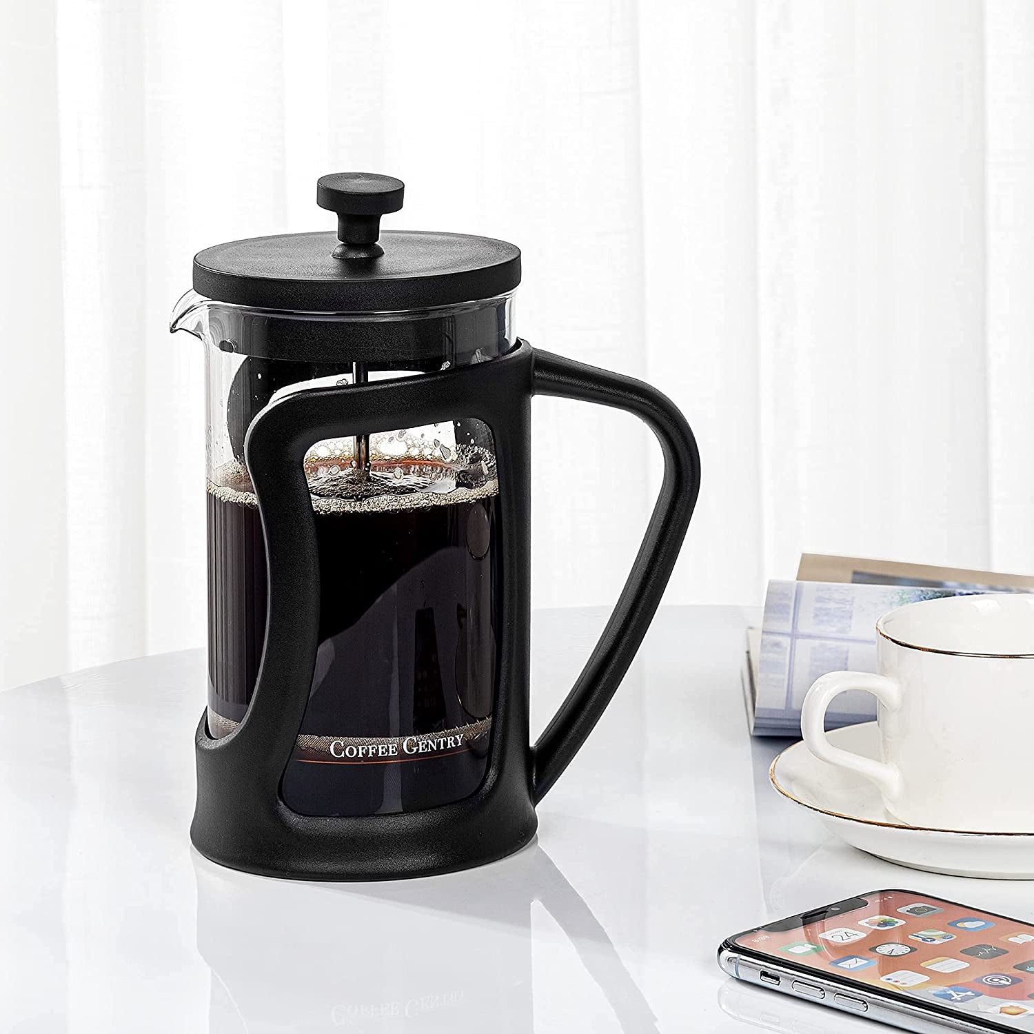 Premium French Press Coffee Maker Small W/ 2 Extra Filters and Scoop (20 Fl. Ounce) (Black)