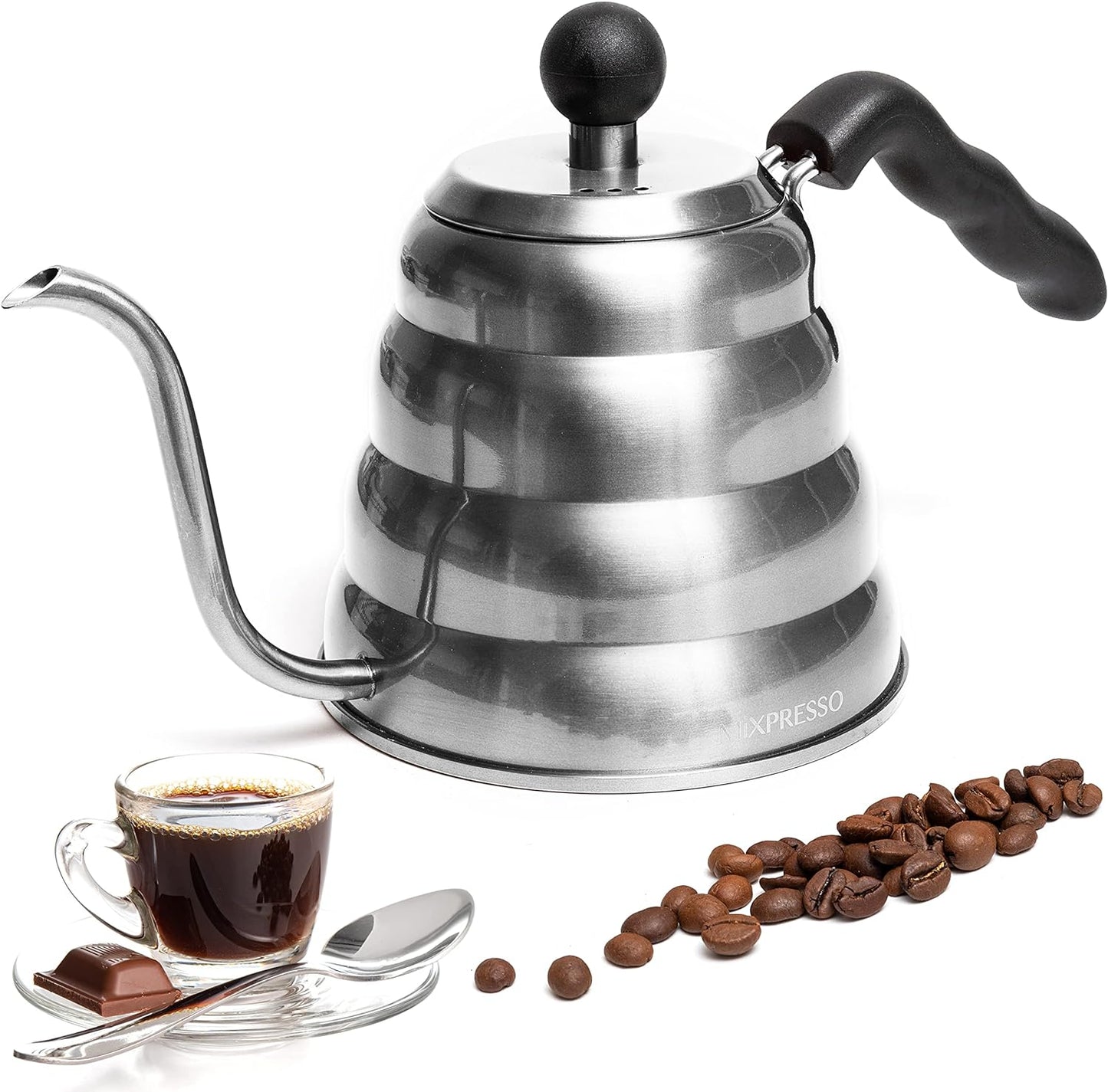 Gooseneck Pour over Coffee Kettle, Barista Pour Control Design, Ideal for Coffee and Tea, High-Grade Stainless Steel I 1.2 Liter (40 OZ), Induction Cooker Stovetop Kettle (Stainless Steel)