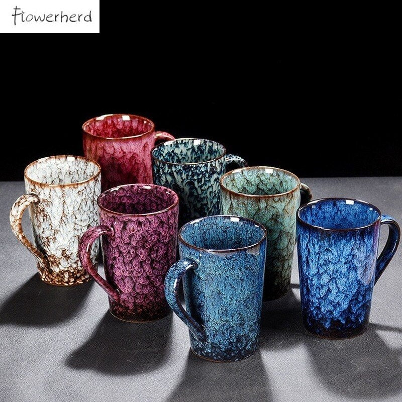 Large Ceramic Mug Porcelain Coffee Mugs Tea Cup Coffeeware Teaware Kiln Changed Coffee Cup Office Drinking Cup Home Couple Cups