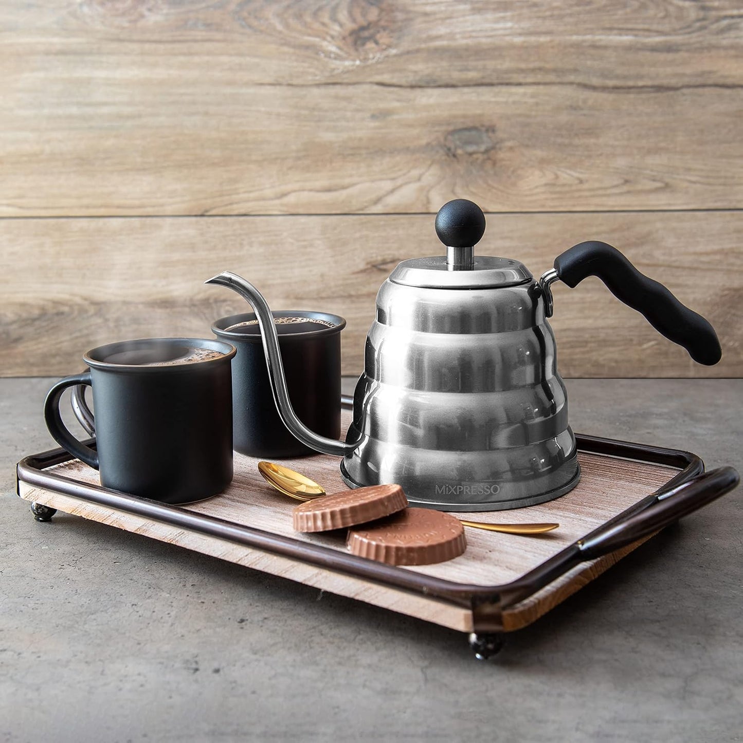 Gooseneck Pour over Coffee Kettle, Barista Pour Control Design, Ideal for Coffee and Tea, High-Grade Stainless Steel I 1.2 Liter (40 OZ), Induction Cooker Stovetop Kettle (Stainless Steel)