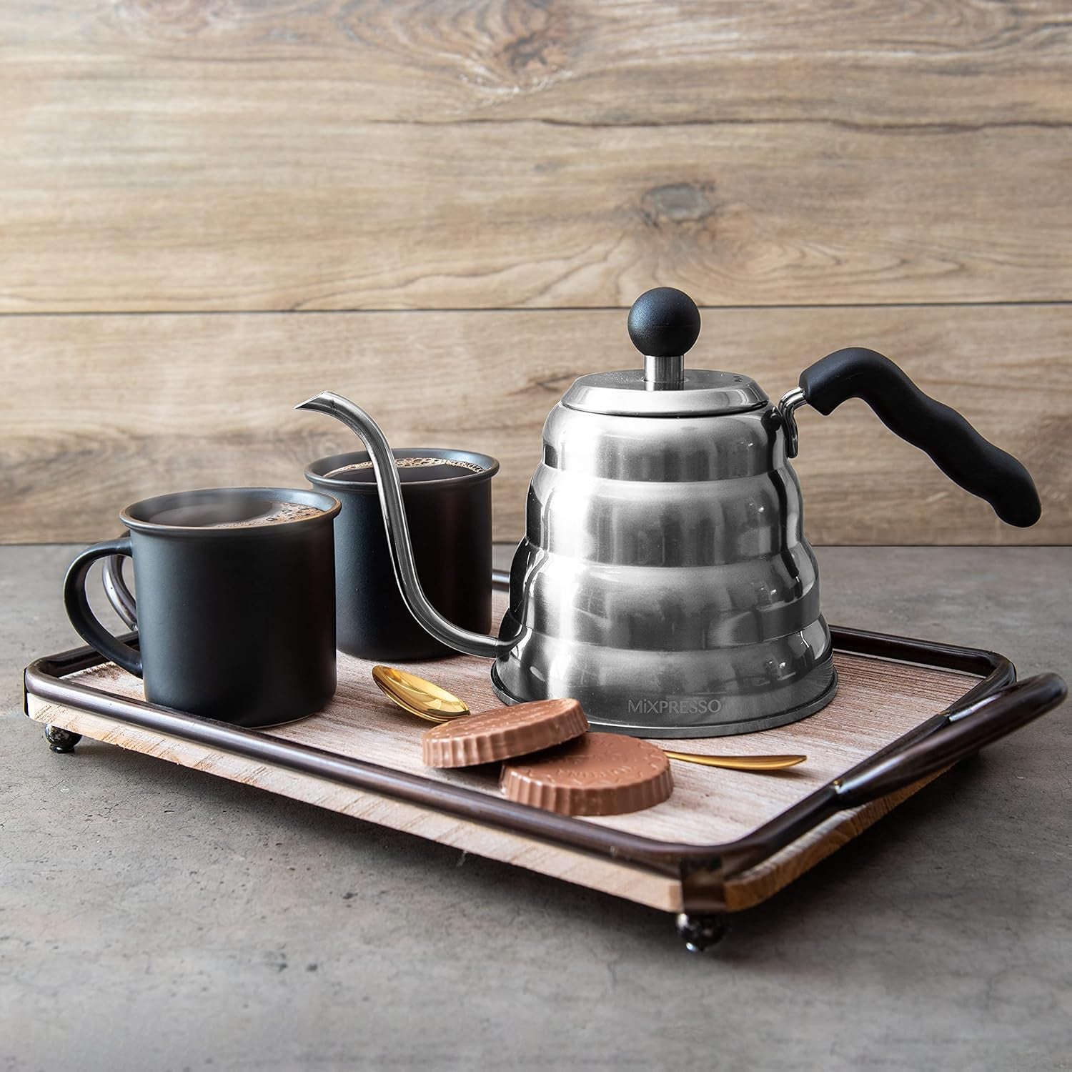 Gooseneck Pour over Coffee Kettle, Barista Pour Control Design, Ideal for Coffee and Tea, High-Grade Stainless Steel I 1.2 Liter (40 OZ), Induction Cooker Stovetop Kettle (Stainless Steel)