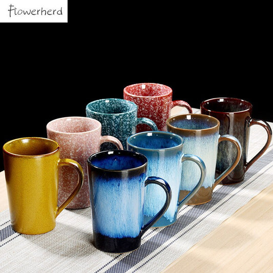 Large Ceramic Mug Porcelain Coffee Mugs Tea Cup Coffeeware Teaware Kiln Changed Coffee Cup Office Drinking Cup Home Couple Cups